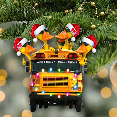 Custom School Bus Duck Acrylic Ornament - Christmas Gift, Christmas Tree Decor, Hanging Car, Keychain