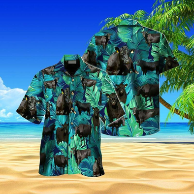Green Tropical Black Angus Hawaiian Aloha Shirts