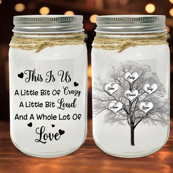 Personalized Family Tree This Is Us Mason Jar Light - Gift For Family