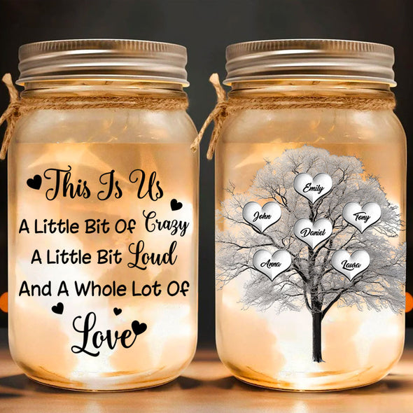 Personalized Family Tree This Is Us Mason Jar Light - Gift For Family