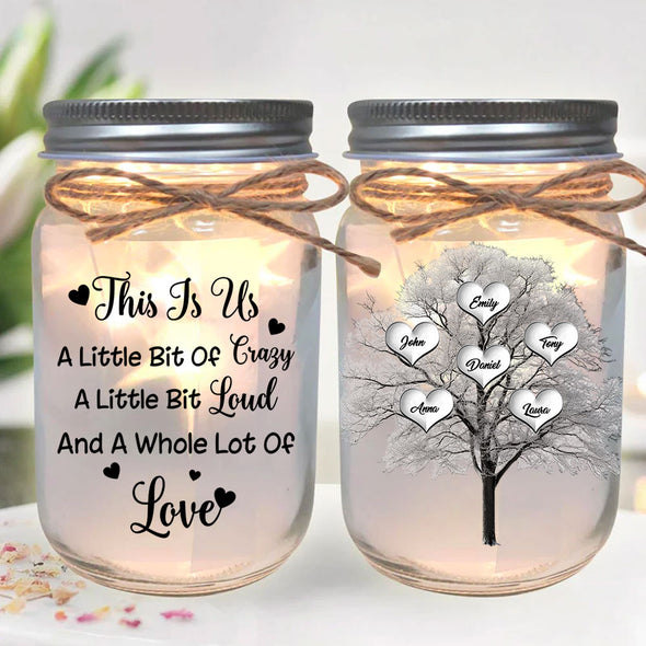 Personalized Family Tree This Is Us Mason Jar Light - Gift For Family