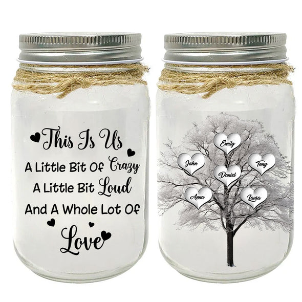 Personalized Family Tree This Is Us Mason Jar Light - Gift For Family