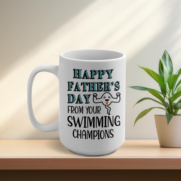 Personalized Swimming Champions Ceramic Mug 15oz - Gift For Father