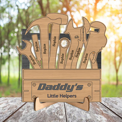 Personalized Daddy's Little Helpers Wooden Plaque With Stand - Gift For Father's Day