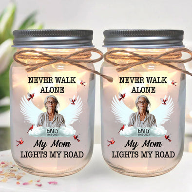 Personalized Never Walk Alone Memorial 16oz Mason Jar Light - Sympathy Gift