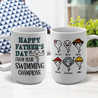 Personalized Swimming Champions Ceramic Mug 15oz - Gift For Father