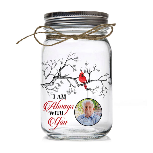 Personalized I Am Always With You Cardinals Memorial 16oz Mason Jar Light - Sympathy Gifts