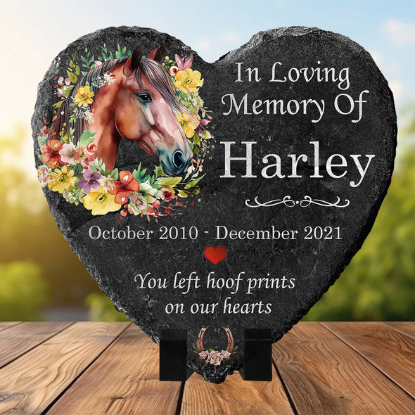 Personalized You Left Hoof Prints Memorial Stone - Horse Lovers Stone