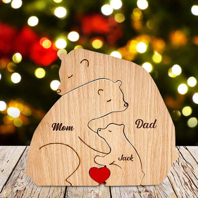 Personalized Bears Family Wooden Puzzle - Gift For Family, Father's Day