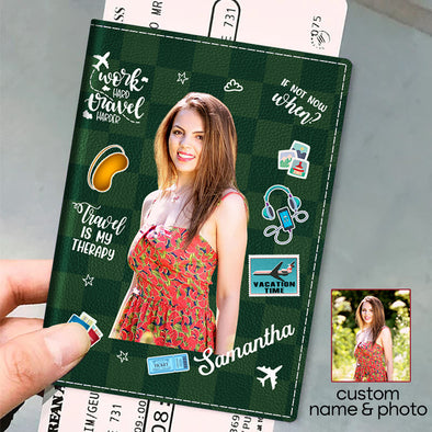 Personalized Photo Travel Is My Therapy Passport Holder Gift For Traveller