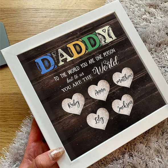 Daddy To The World Personalized Night Light Shadow Box - Gift For Dad