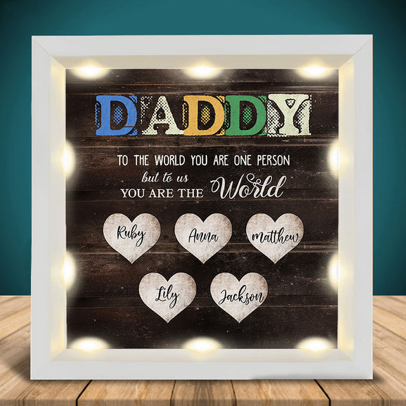 Daddy To The World Personalized Night Light Shadow Box - Gift For Dad