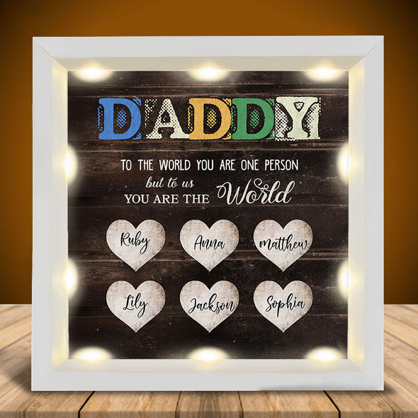 Daddy To The World Personalized Night Light Shadow Box - Gift For Dad