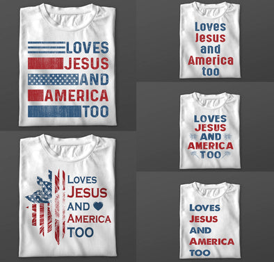Custom Style Loves Jesus And America Too 4th July T-Shirt