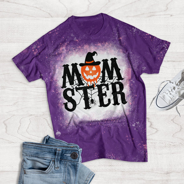 Monster Halloween Witches Pumpkin Bleached T-Shirt