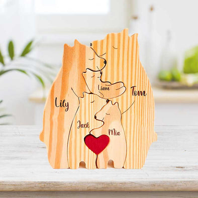 Personalized to Cherish Your Love Bears Family Wooden Puzzle - Gift For Family, Father's Day
