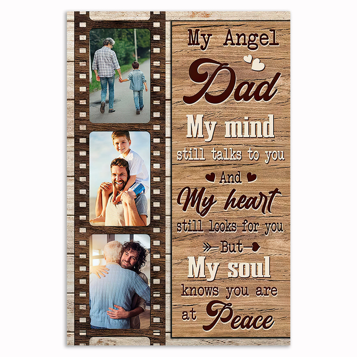 Personalized My Angel Dad Memorial Canvas – Photo Sympathy Gift