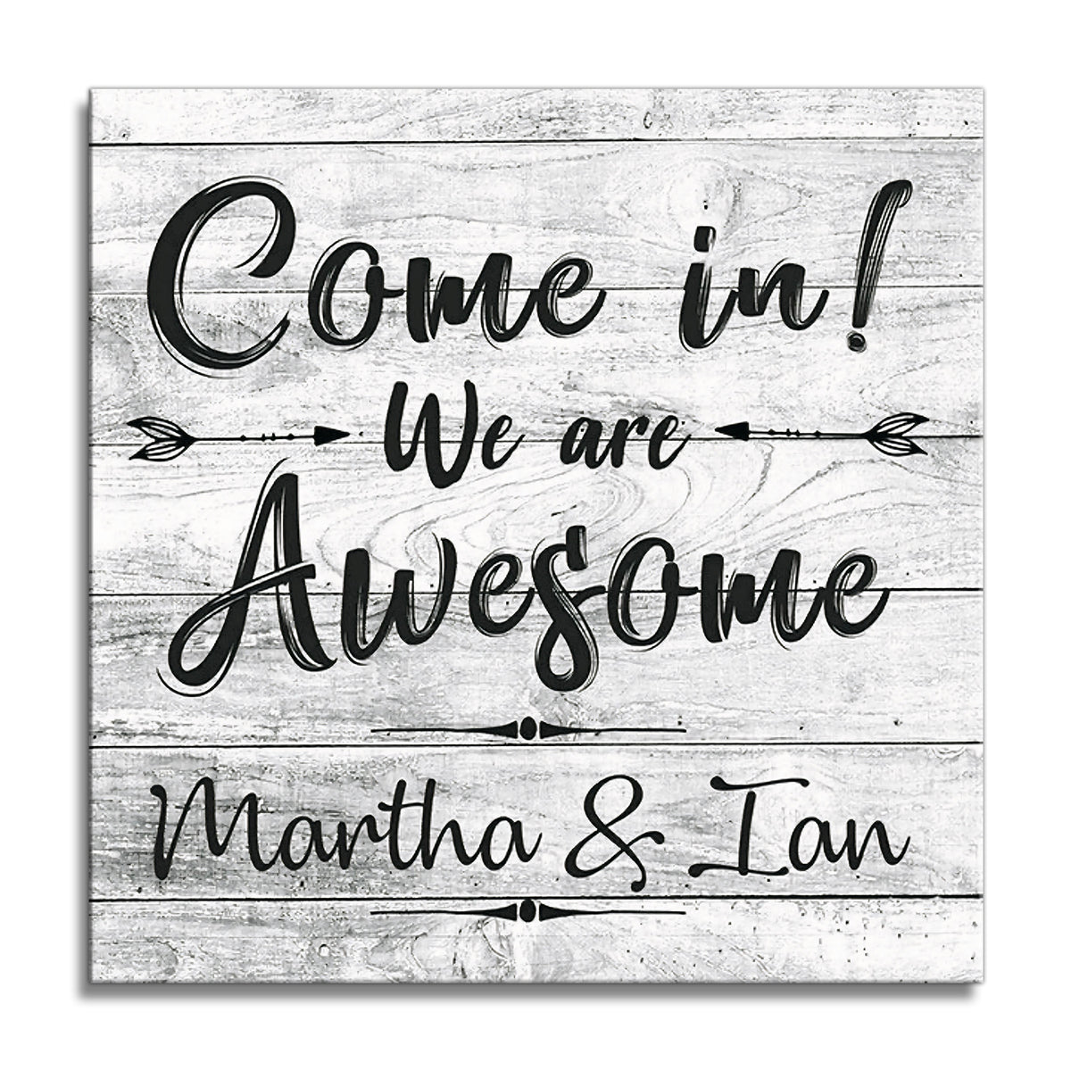 Personalized Come In We Are Awesome Canvas – Grey Custom Family Sign