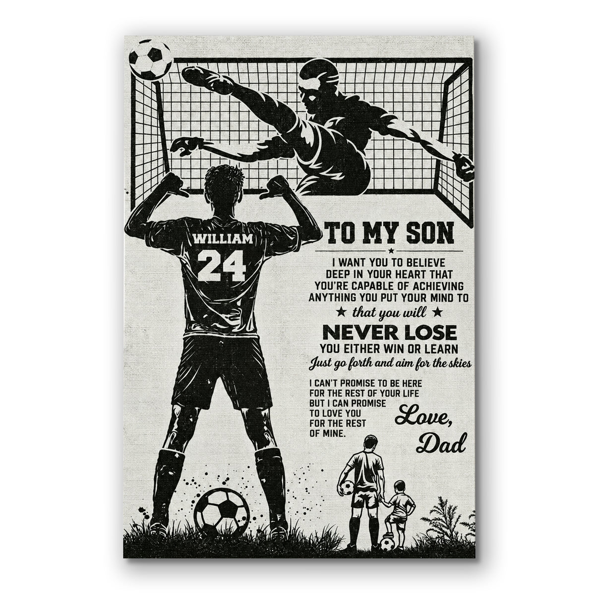 Personalized Soccer To My Son Canvas – Custom Name And Number From Dad