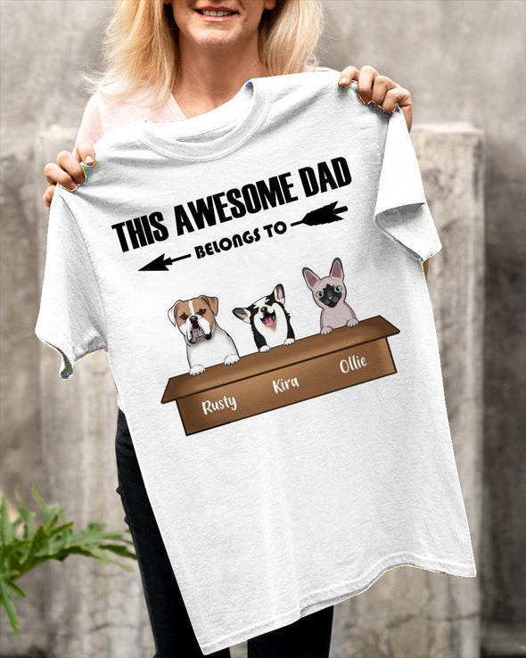 Personalized This Awesome Dad Belongs To Father's Day T-Shirt