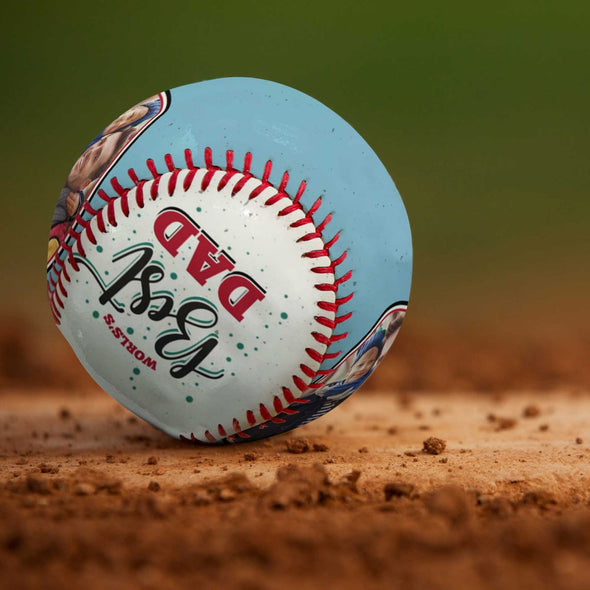 Personalized Photo Best Dad Ever Baseball Ball