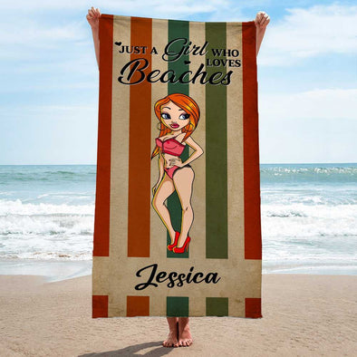 Personalized Just A Girl Who Loves Beaches Summer Beach Towel