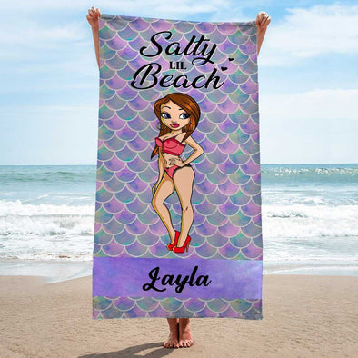 Personalized Salty Lil Beach Girl Summer Beach Towel