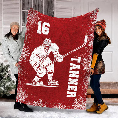 Personalized Christmas Hockey Sport Fleece Blanket