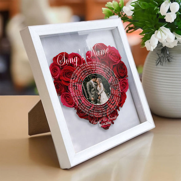 First Dance Song - Personalized Husband and Wife Flower Shadow Box