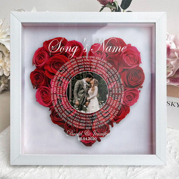 First Dance Song - Personalized Husband and Wife Flower Shadow Box