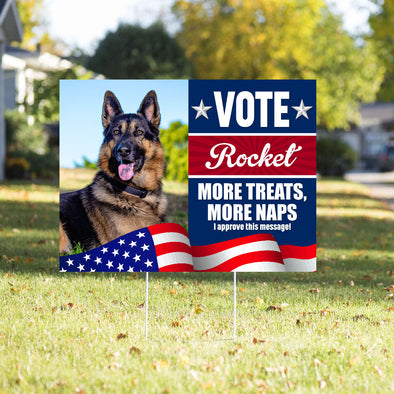 Personalized Funny Election Political Yard Signs, More Treats More Naps Yard Signs With H-Stake, Gift for Pet Lovers