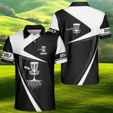 Disc Golf Love Black and White Custom Name 3D Polo Shirt