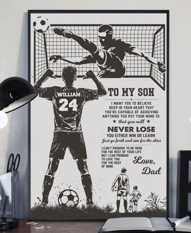 Personalized To My Son, For Soccer Love Canvas Wall Art Prints