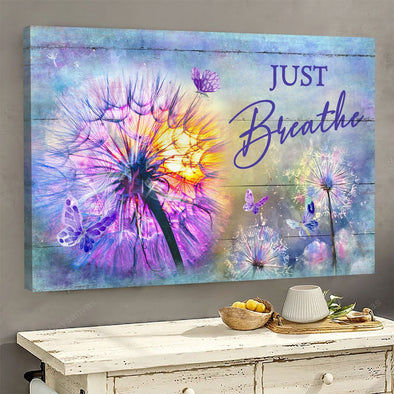Colorful Dandelion Just Breathe Canvas Wall Art Prints