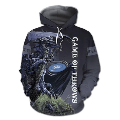 Funny Dragon and Disc Golf All-Over Print Hoodie