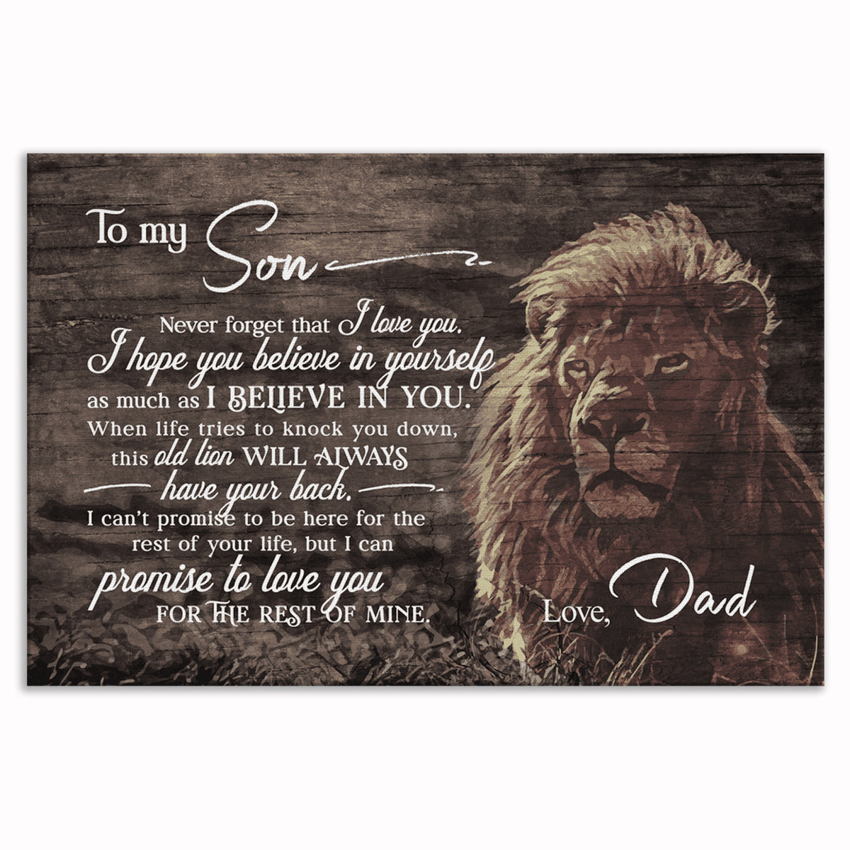 To My Son Lion Canvas – Gift For Son Father's Letter Wall Art