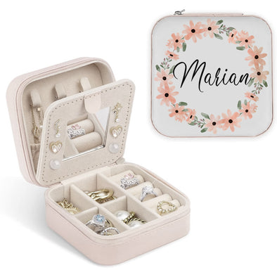 Personalized Name Pink Floral Jewelry Box - Birthday Gift for Women Mom Daughter Friends Female Her Teenage Girl Teacher